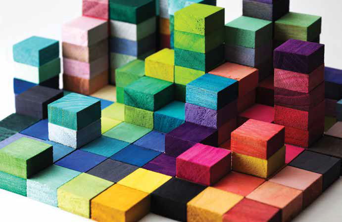 stacks of colorful blocks