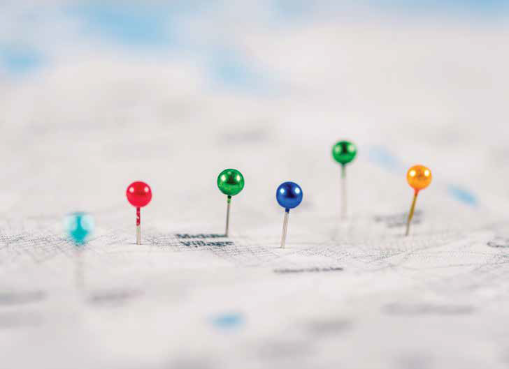 push pins in a map