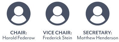 Chair: Harold Federow, Vice Chair: Frederick Stein, Secretary: Matthew Henderson