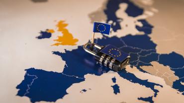 lock around EU flag and map