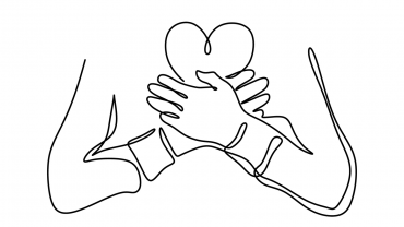 Hands hugging heart to chest