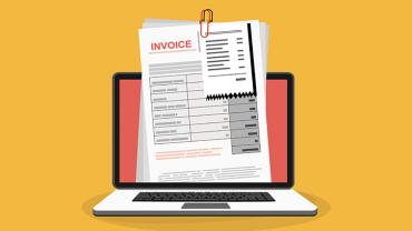 invoice documents on a laptop
