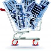 shopping cart holidng images of USA federal buildings