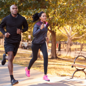male and female looking, Black-skinned, jogging